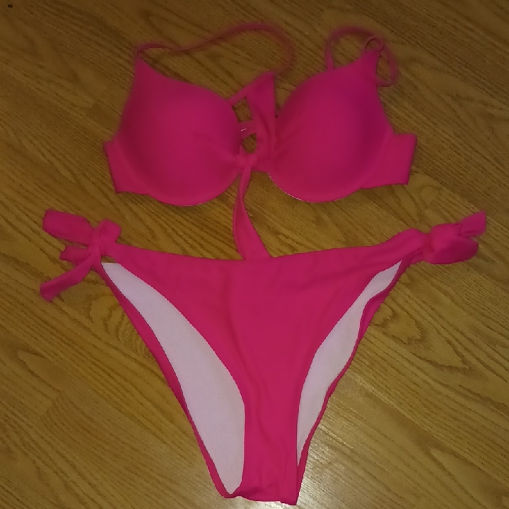 SHEIN Hot Pink Push-Up Bikini Set